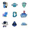 Blue Style 9PCS/Set Unicorn Car Nurse Croc Charms Spacecraft Shoe Charms For Croc